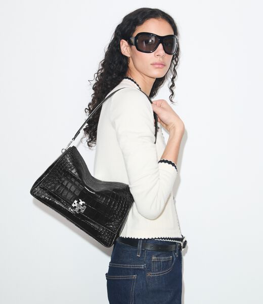 tory burch charlie croc embossed shoulder bag