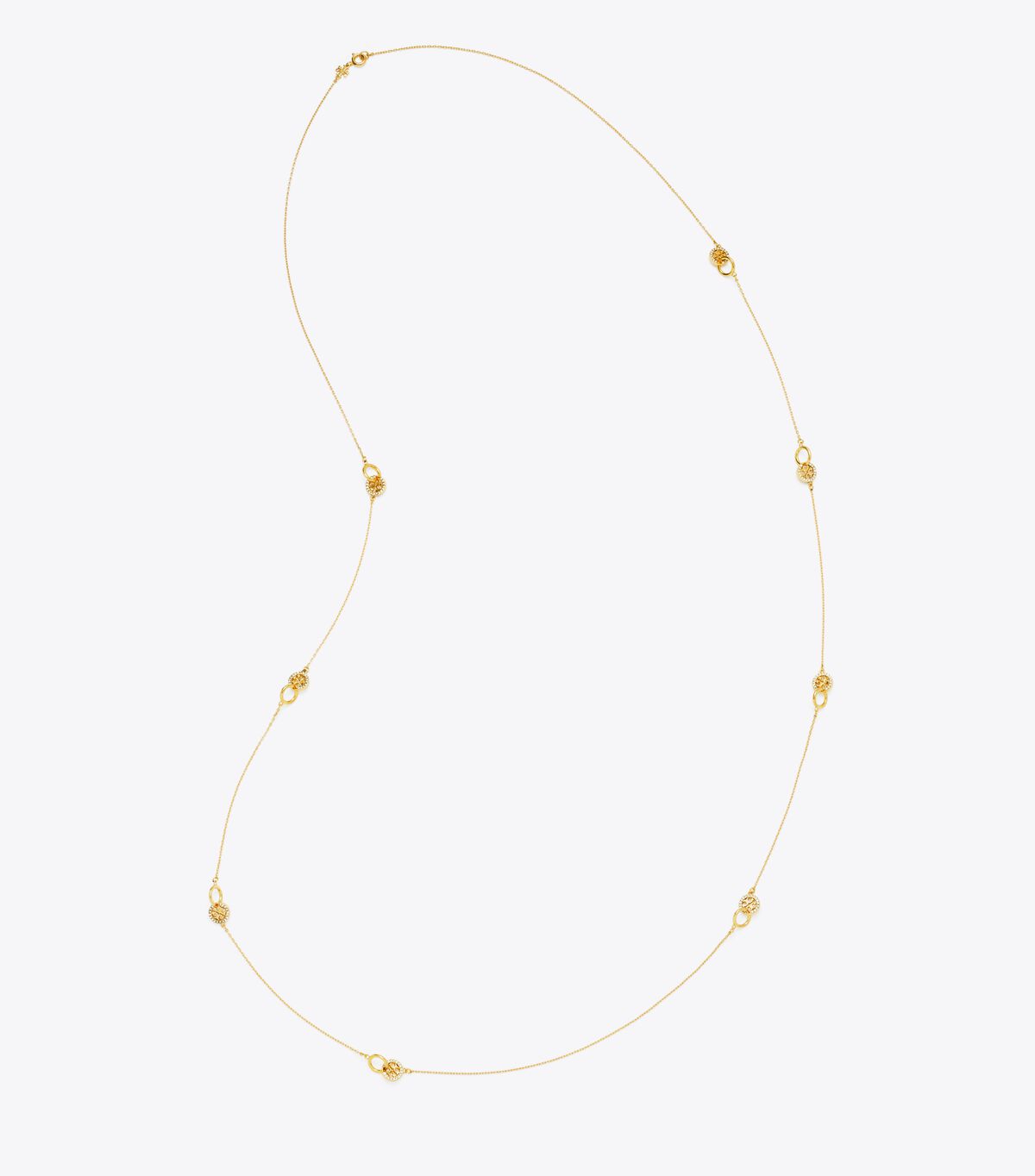 tory burch long icon pave interlocking necklace