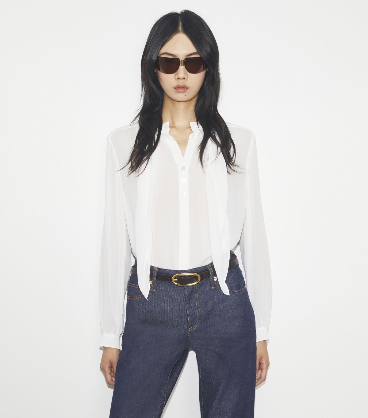 tory burch georgette bow blouse