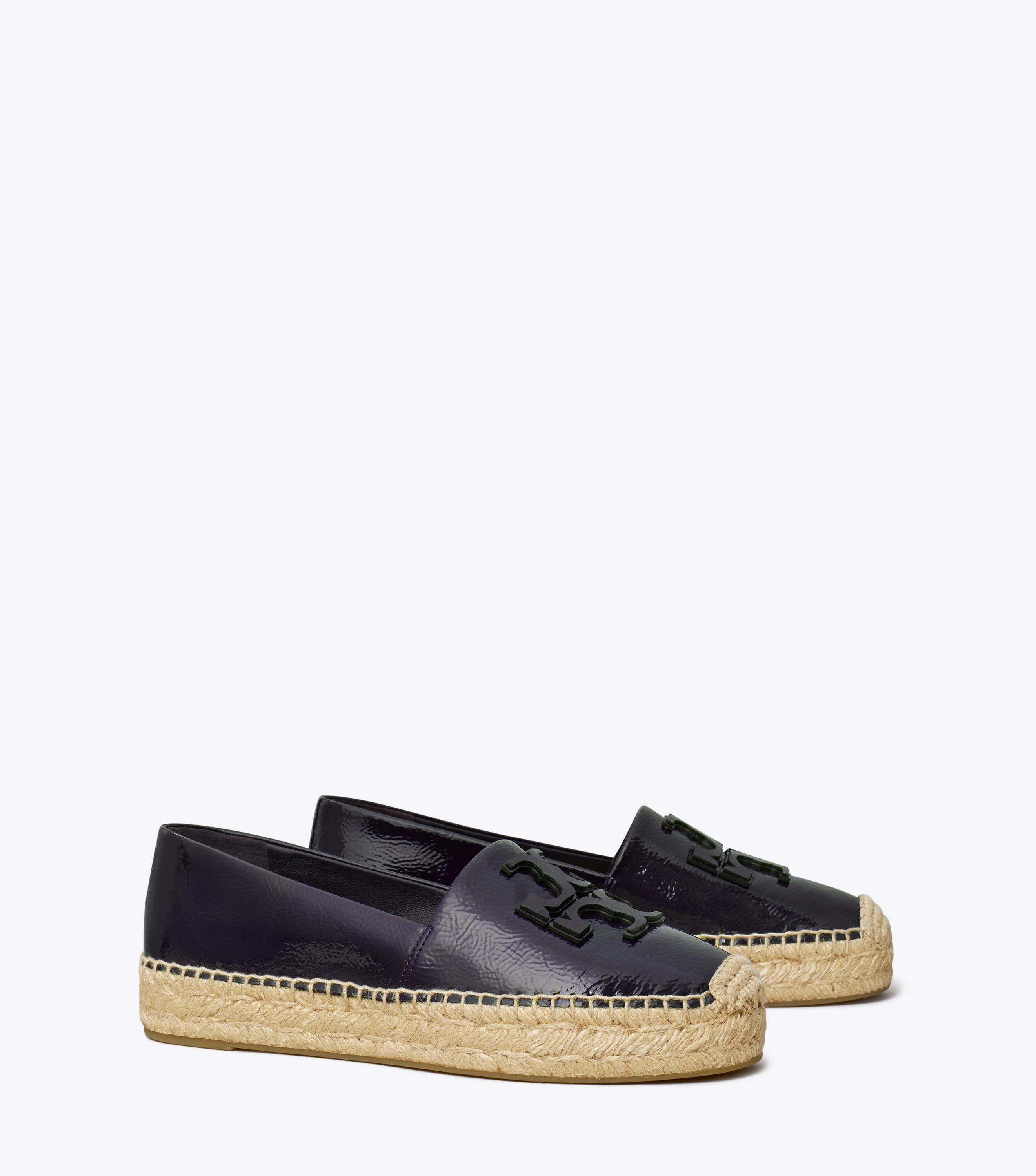 Tory burch ines online flat leather logo espadrilles