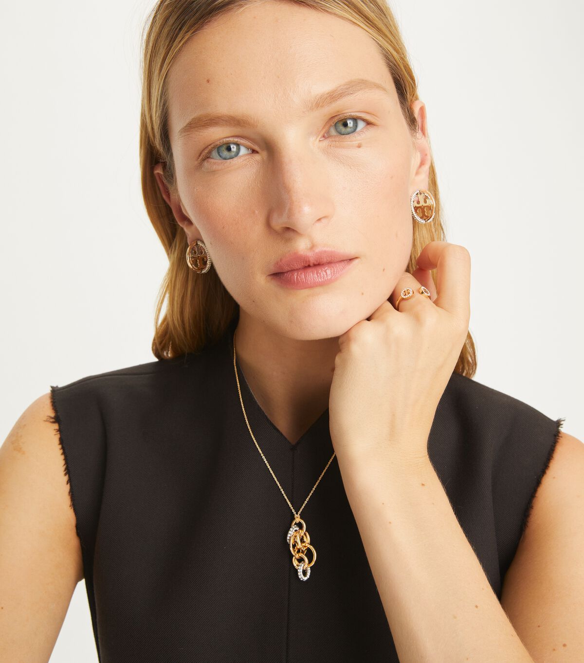 tory burch miller pave multi hoop earring