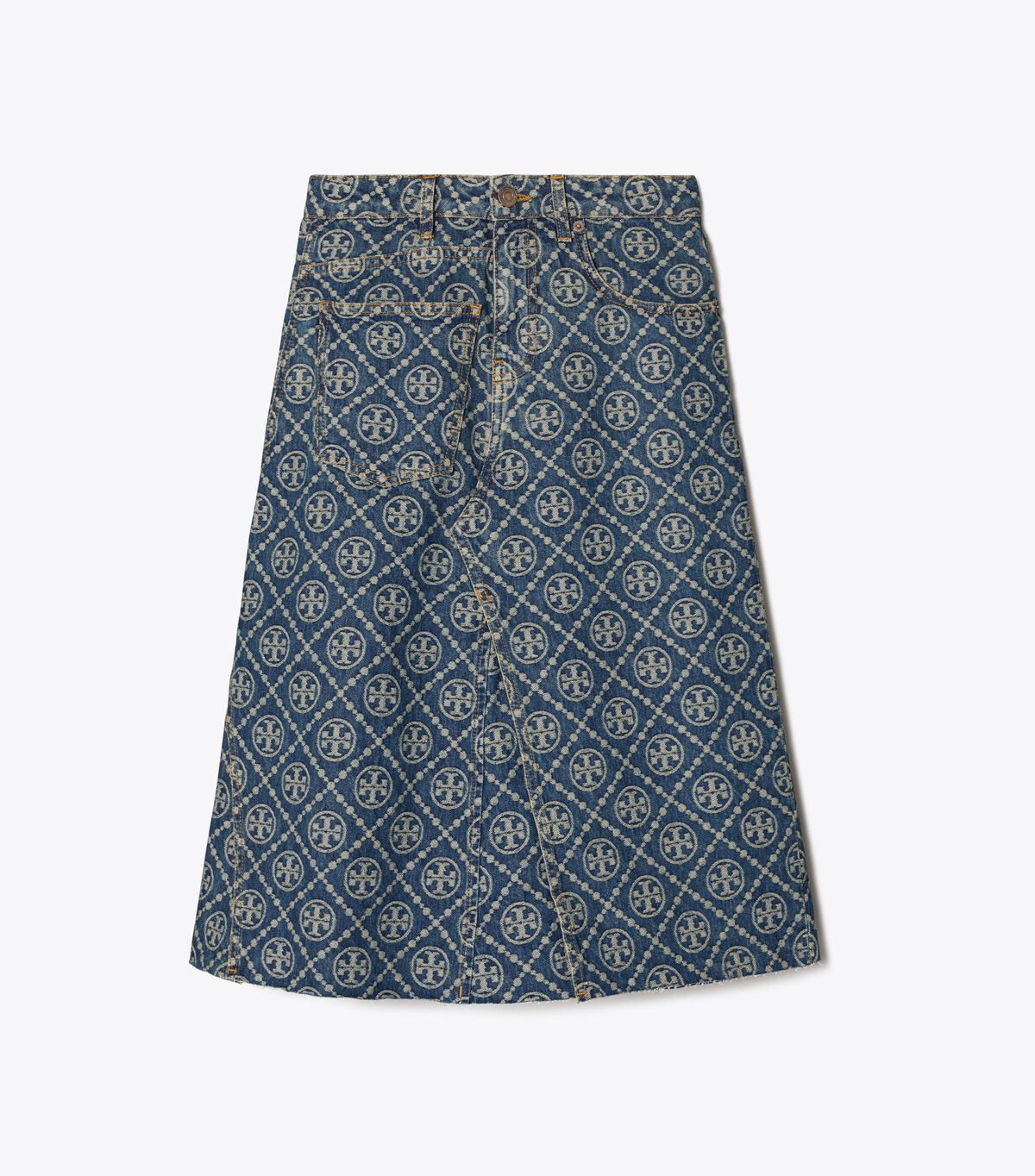 tory burch deconstructed denim skirt