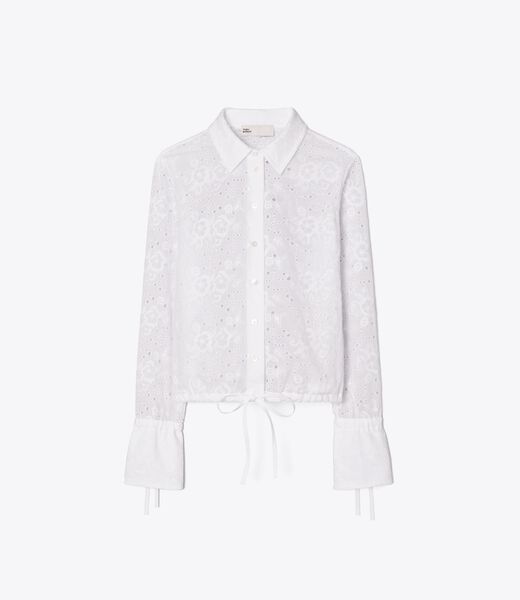 Cotton Eyelet Blouse tory burch cotton eyelet blouse