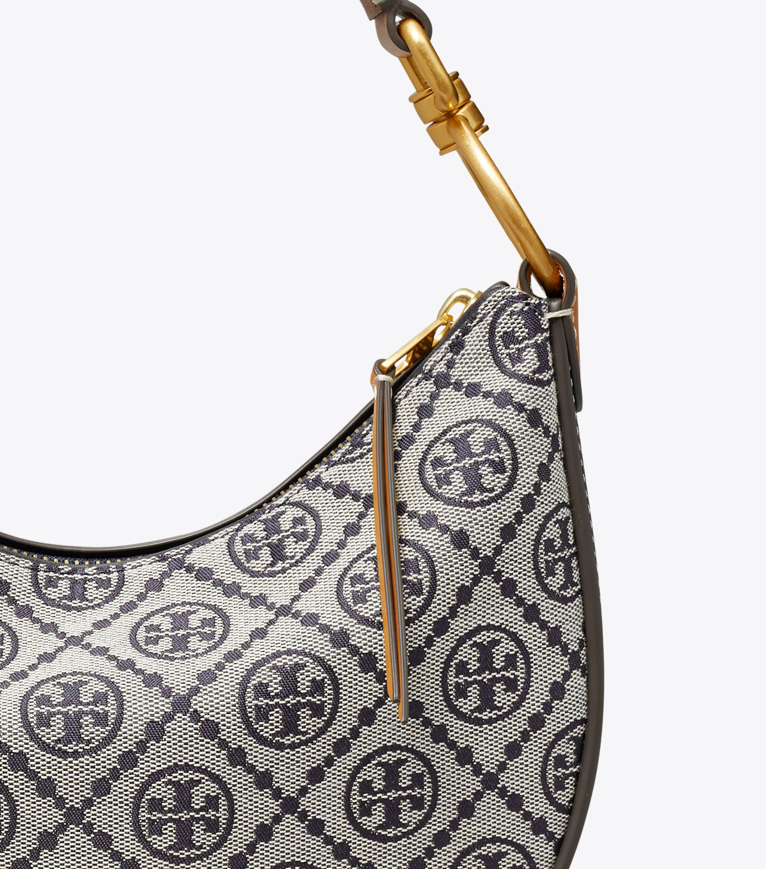 T Monogram Jacquard Mini Crescent Bag, Tory Navy | Tory Burch KSA
