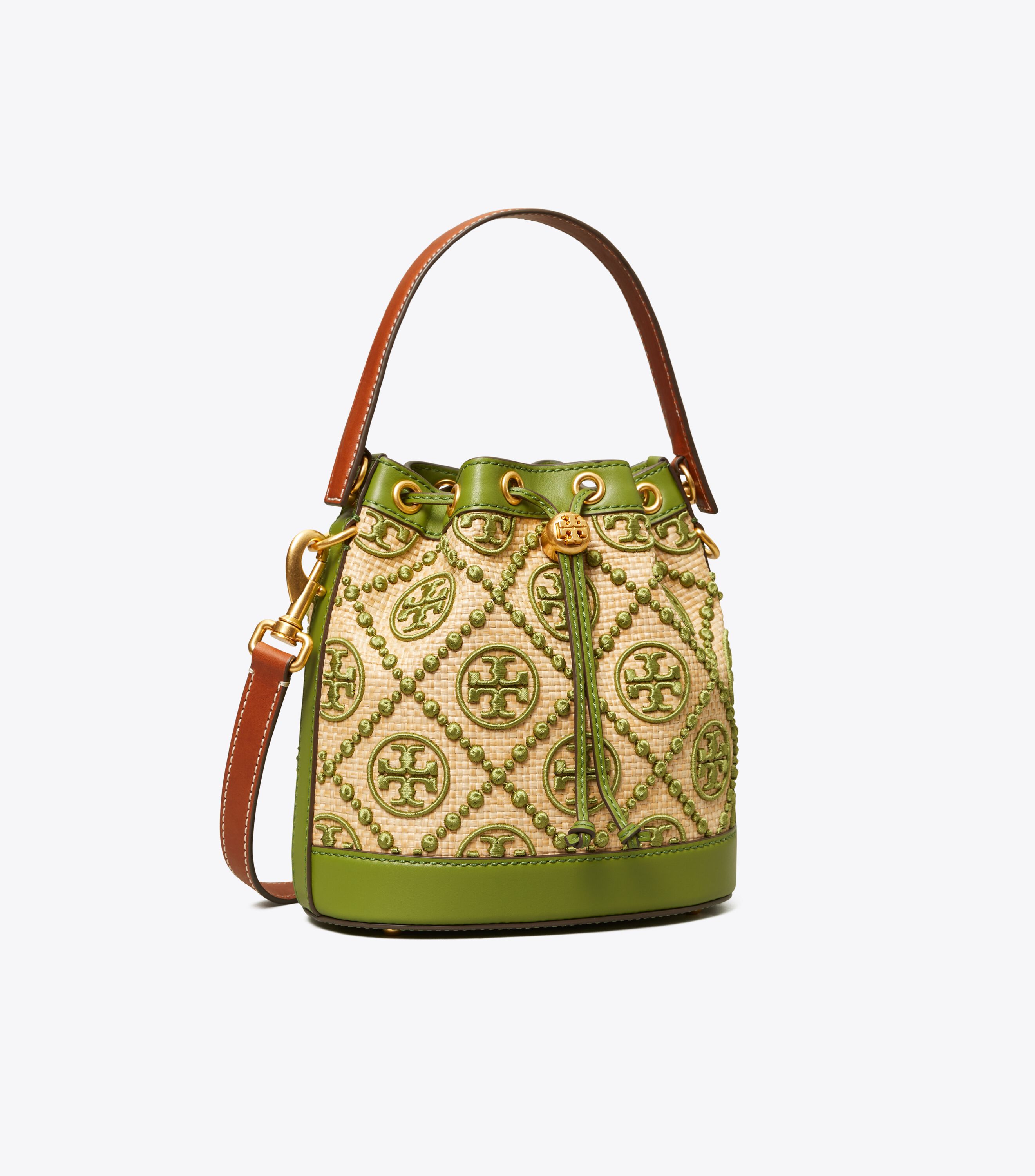 [ToryBurch] Tea Monogram Micro Bucket Bag【残りわずか】 T Monogram Jacquard Mini Bucket Bag | Designer Bags