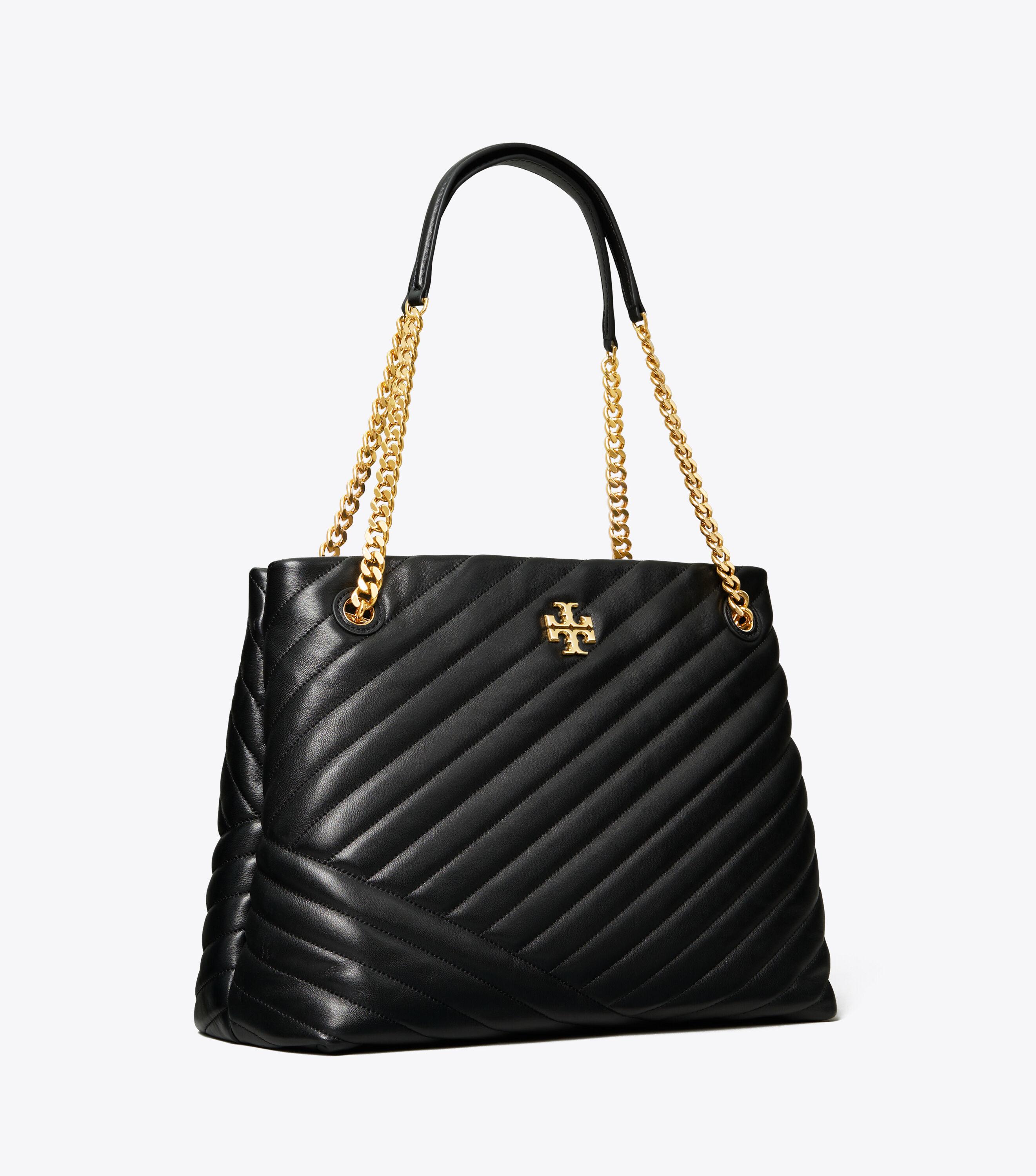 Kira Chevron Tote Bag, Black | Tory Burch KSA