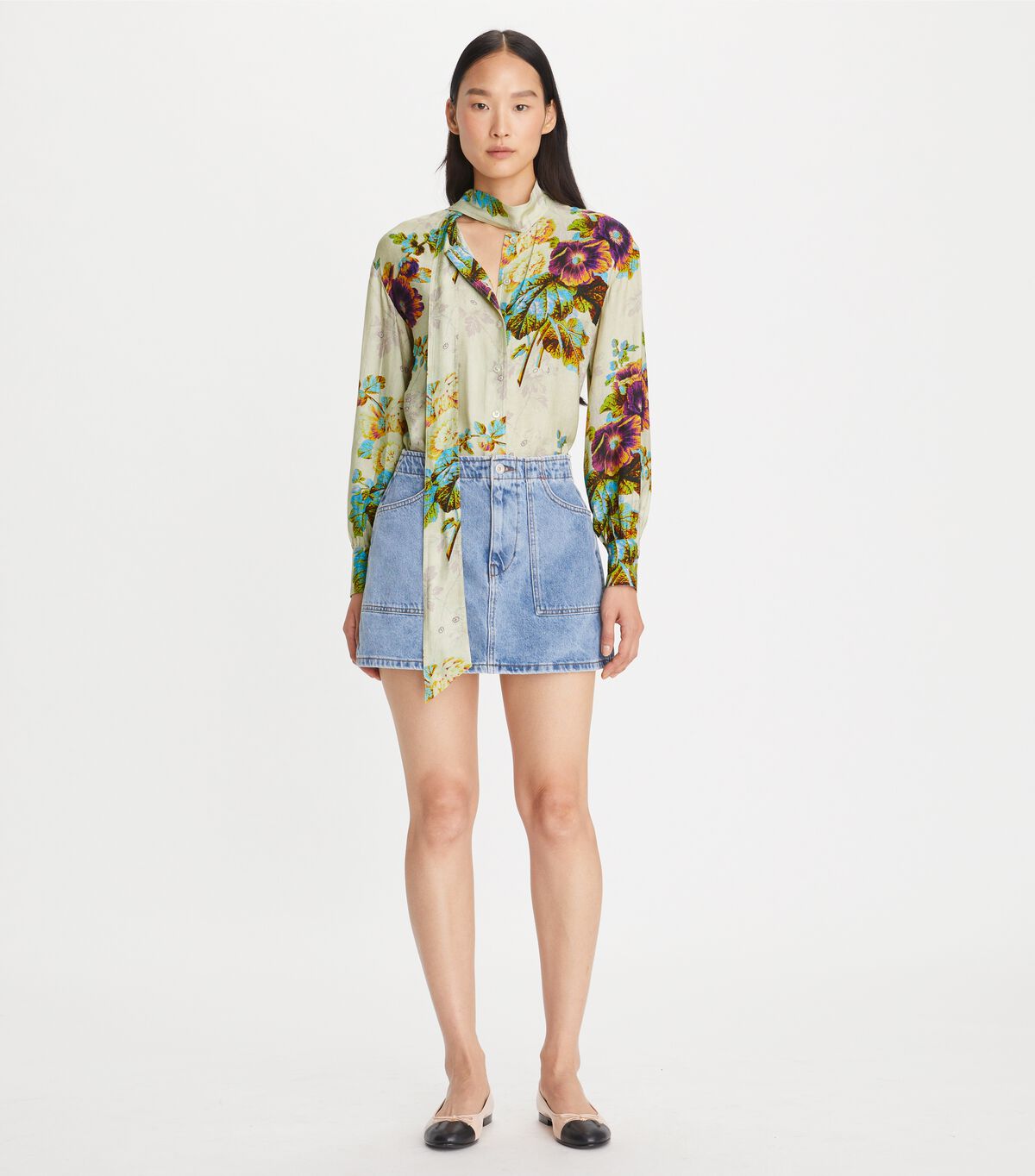 tory burch printed viscose bow blouse
