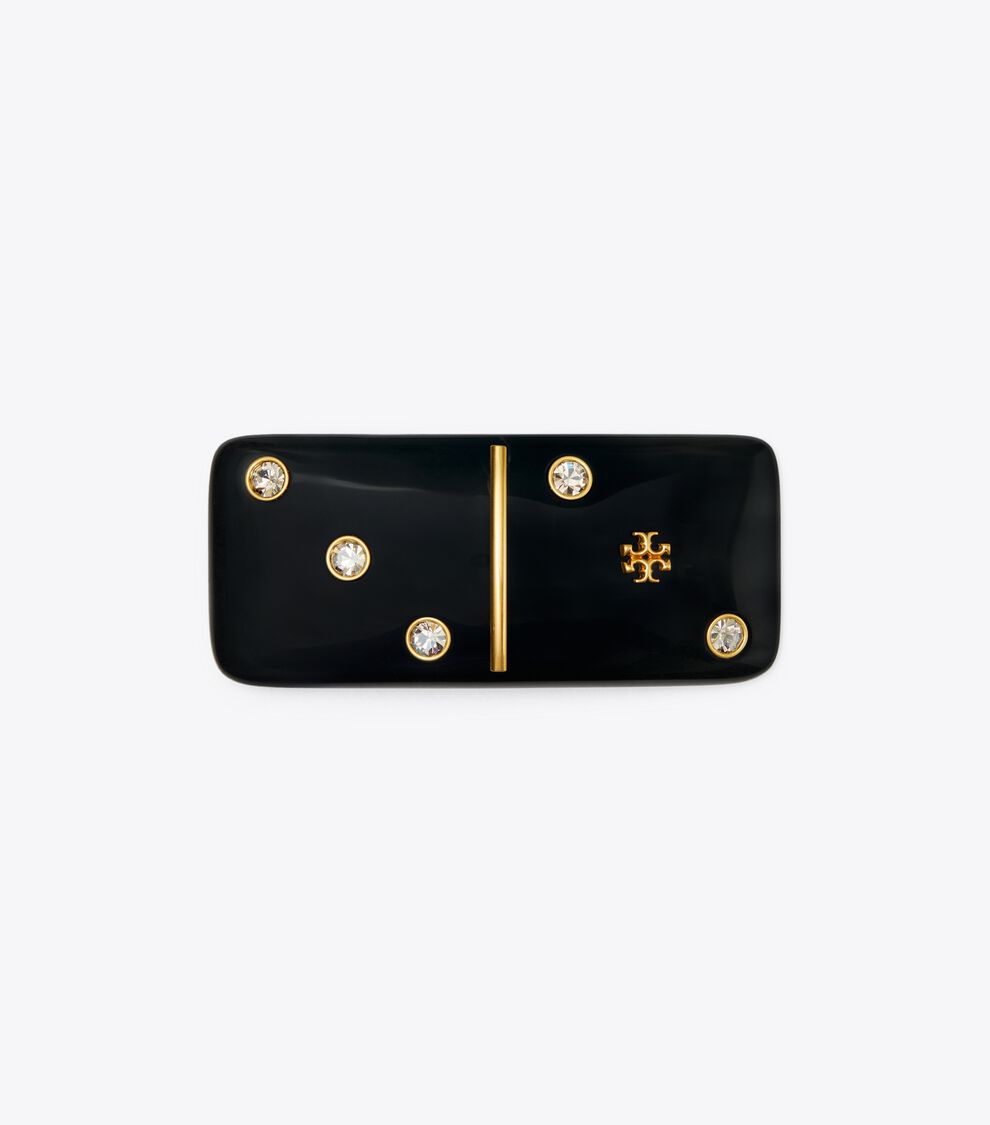 Kira Domino Barrette, Rolled Brass #59 / Black Multi | Tory  display picture 1
