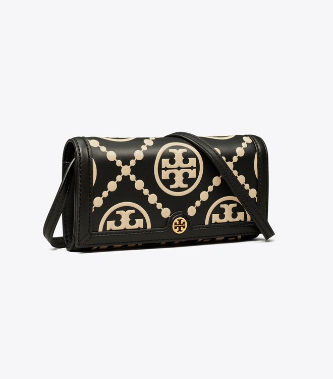 T Monogram Contrast Embossed Wallet Crossbody Bag