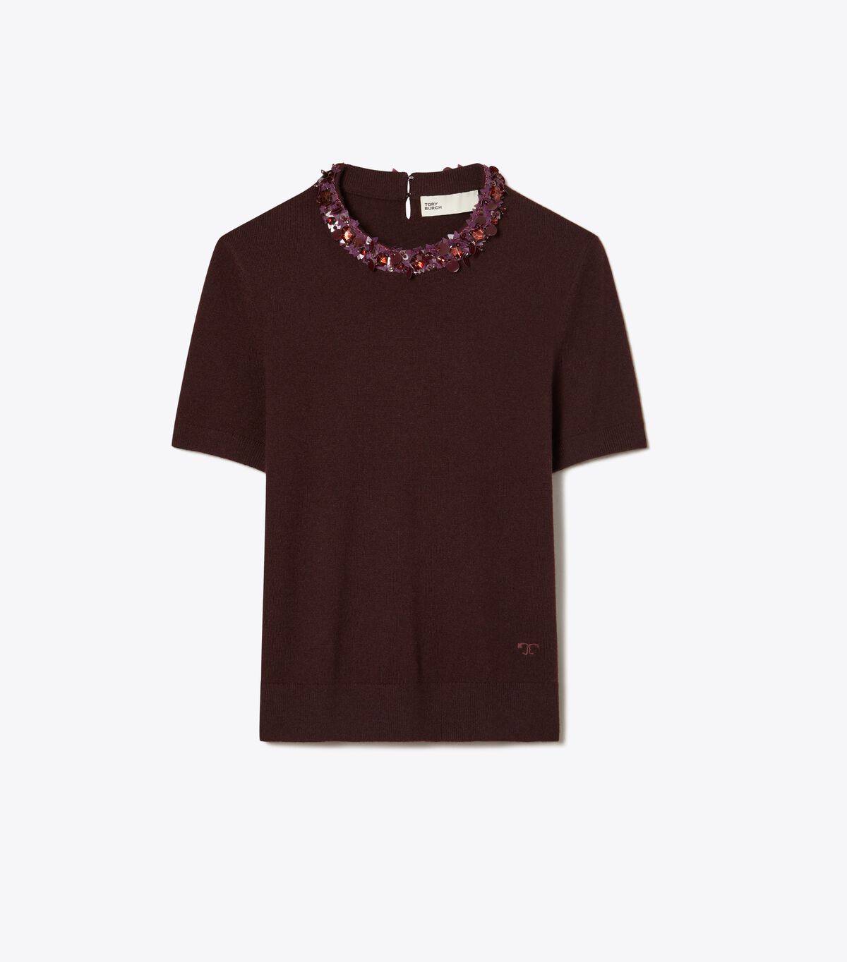 tory burch wool and sequin short sleeved sweater