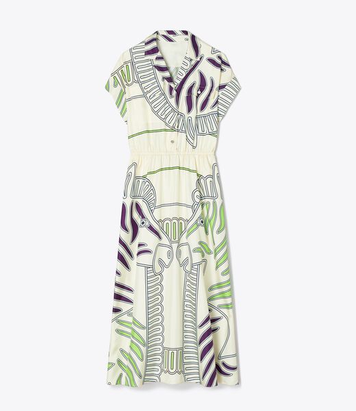tory burch printed silk twill shirtdress