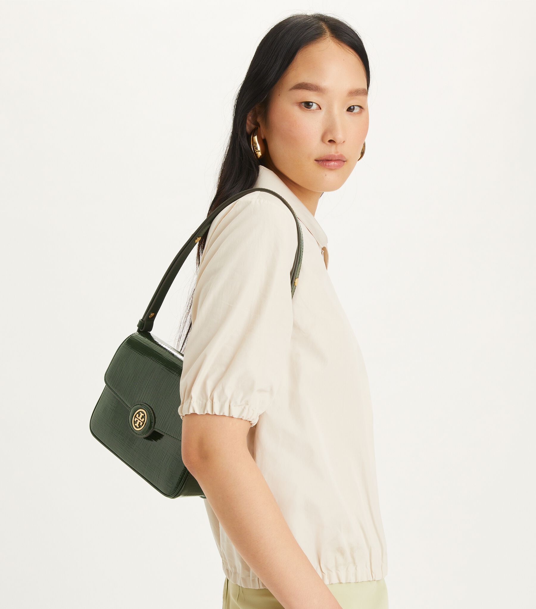 Robinson Crosshatched Convertible Shoulder Bag, Dark Everglade