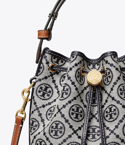 tory burch t monogram mini bucket bag