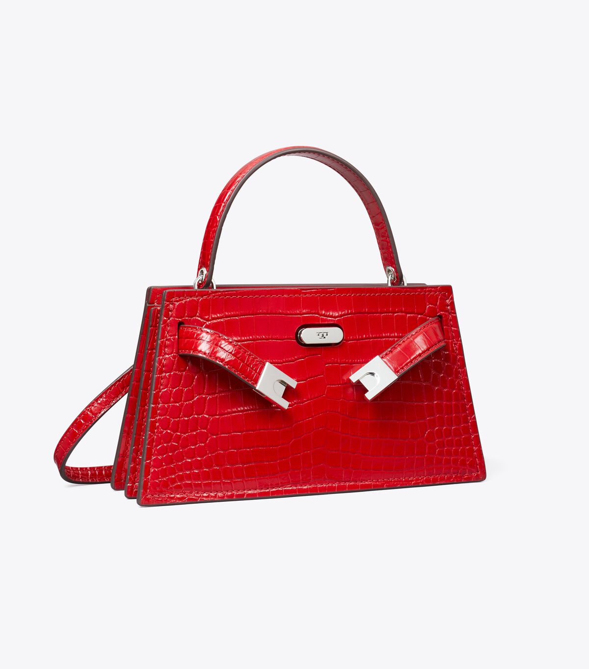 tory burch mini lee radziwill croc embossed top handle bag