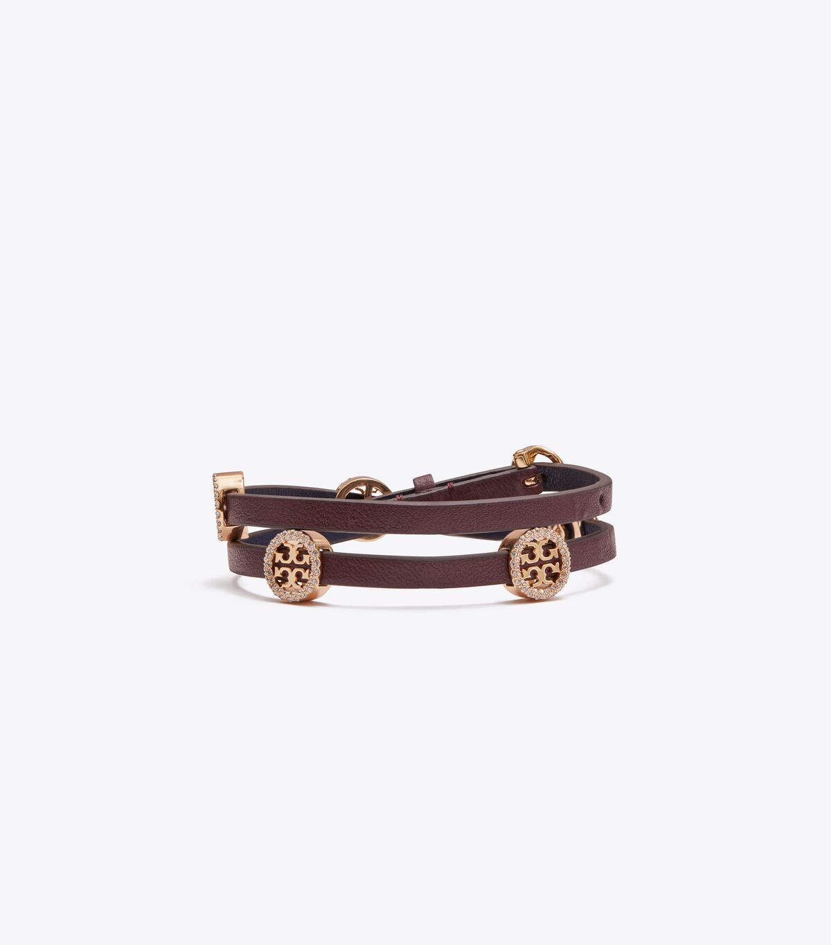 tory burch miller pav double wrap leather bracelet