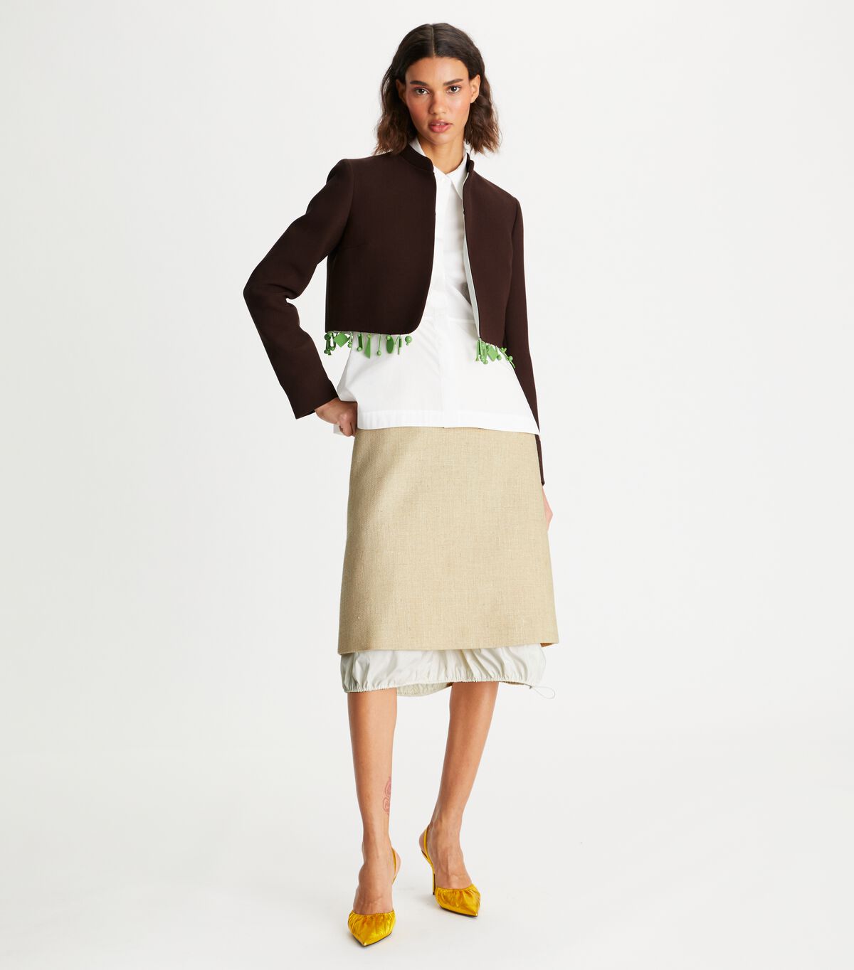 tory burch silk linen skirt