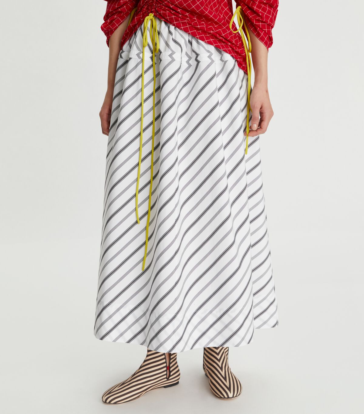 tory burch variegated stripe poplin skirt