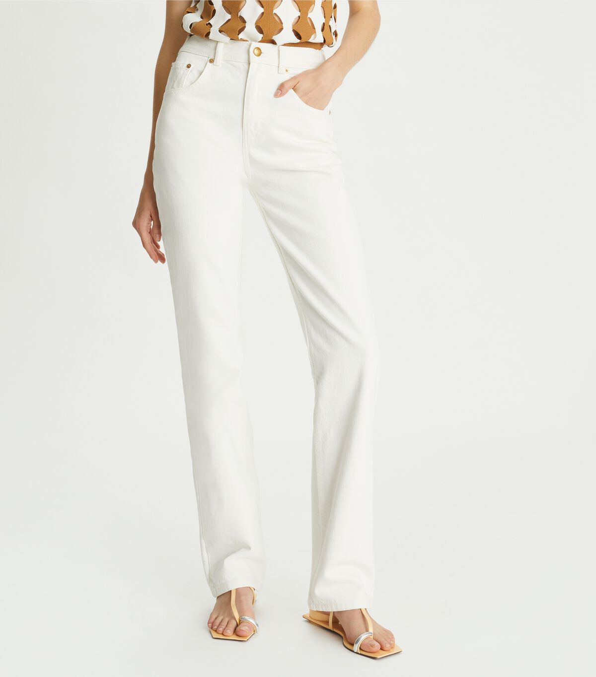 tory burch mid rise slim straight jean