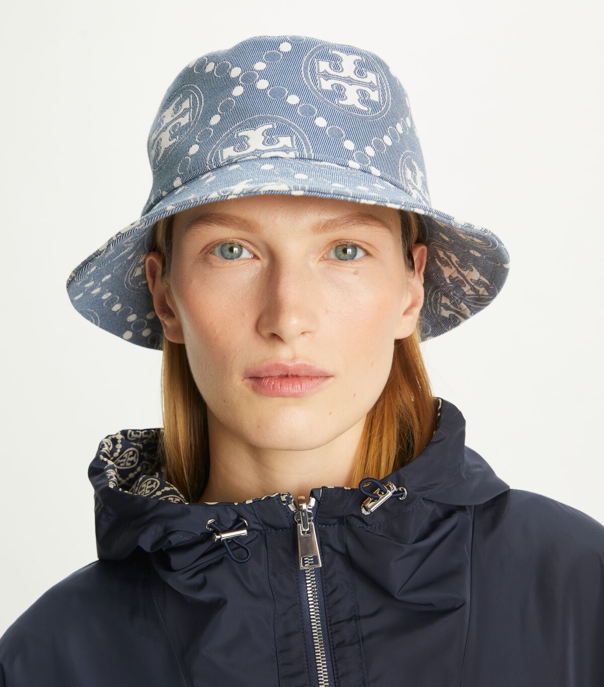 tory burch t monogram short brim bucket hat