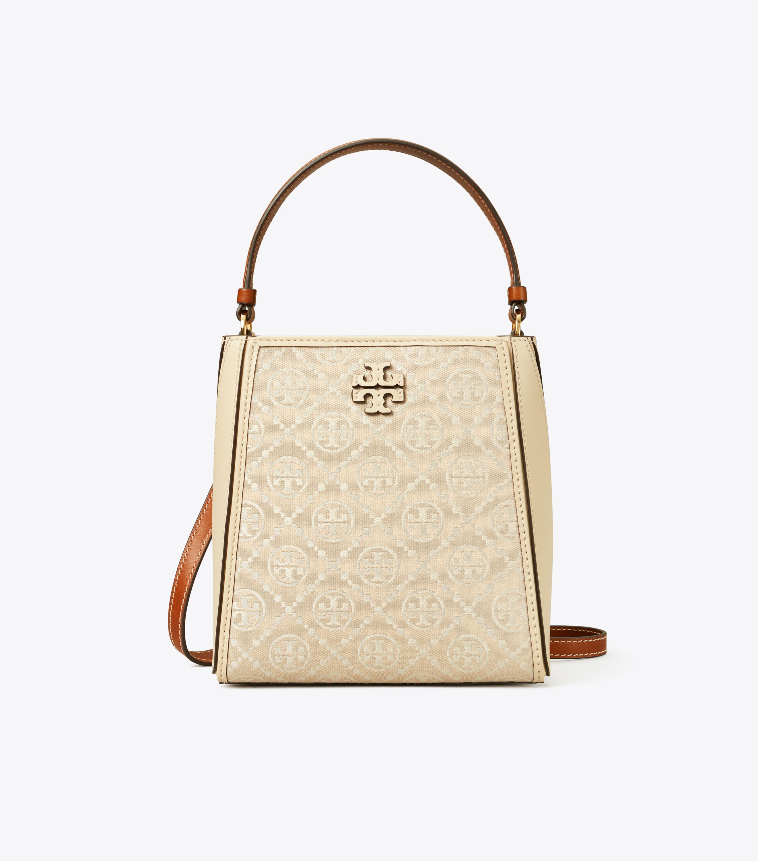 Small T Monogram McGraw Bucket Bag, Ivory | Tory Burch KSA