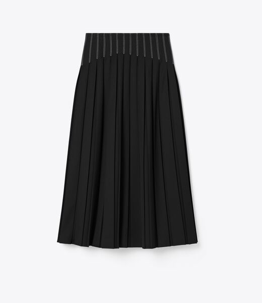 tory burch wool twill pleated skirt