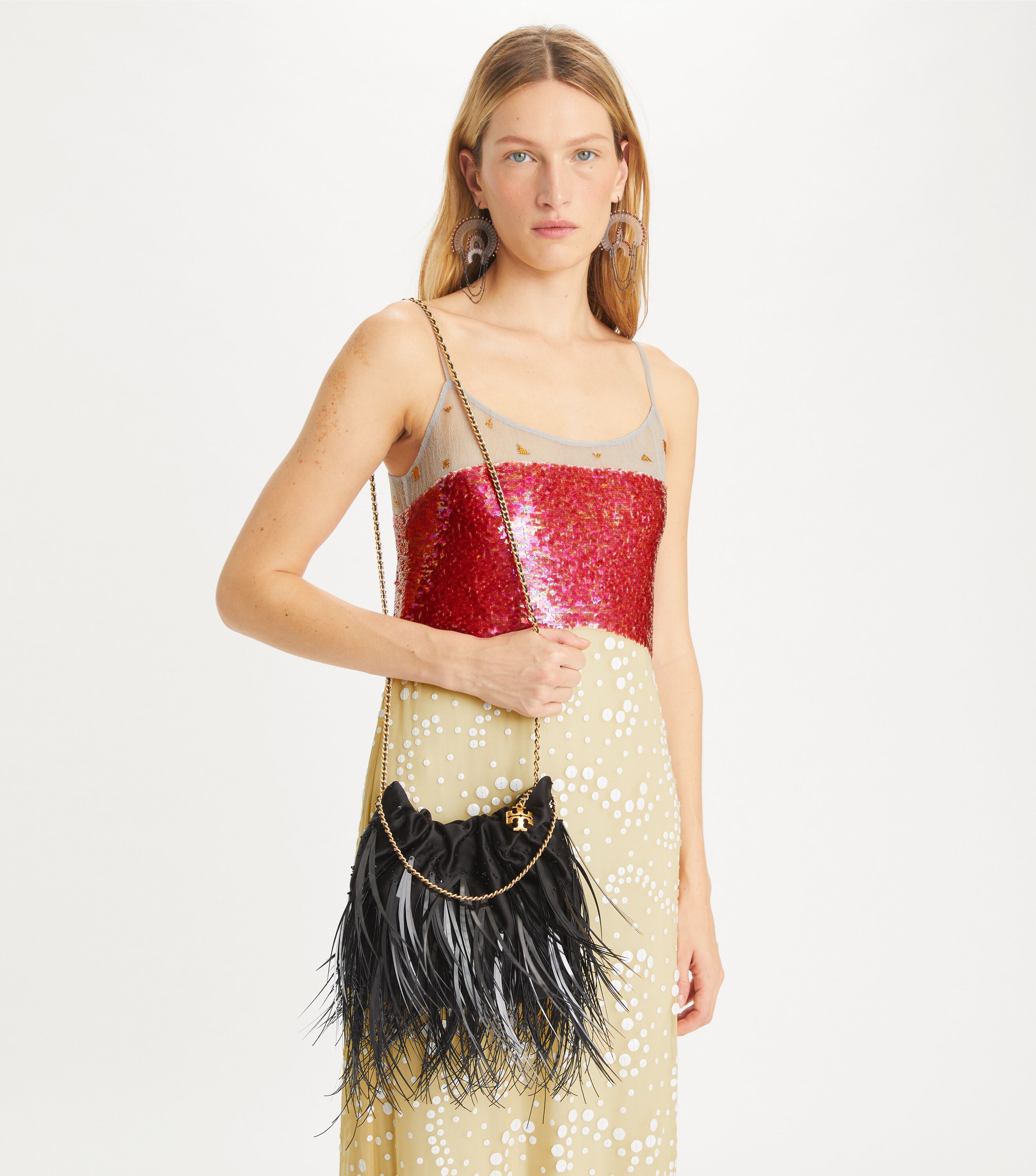 Mini Fleming Feather Drawstring Bag