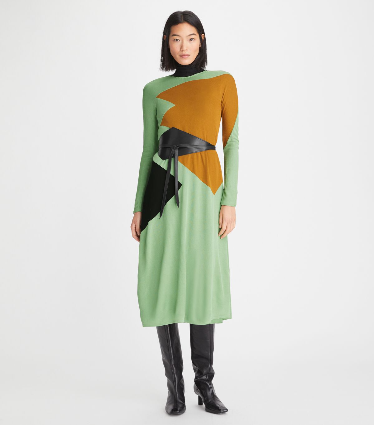 tory burch colorblock honeycomb jersey dress