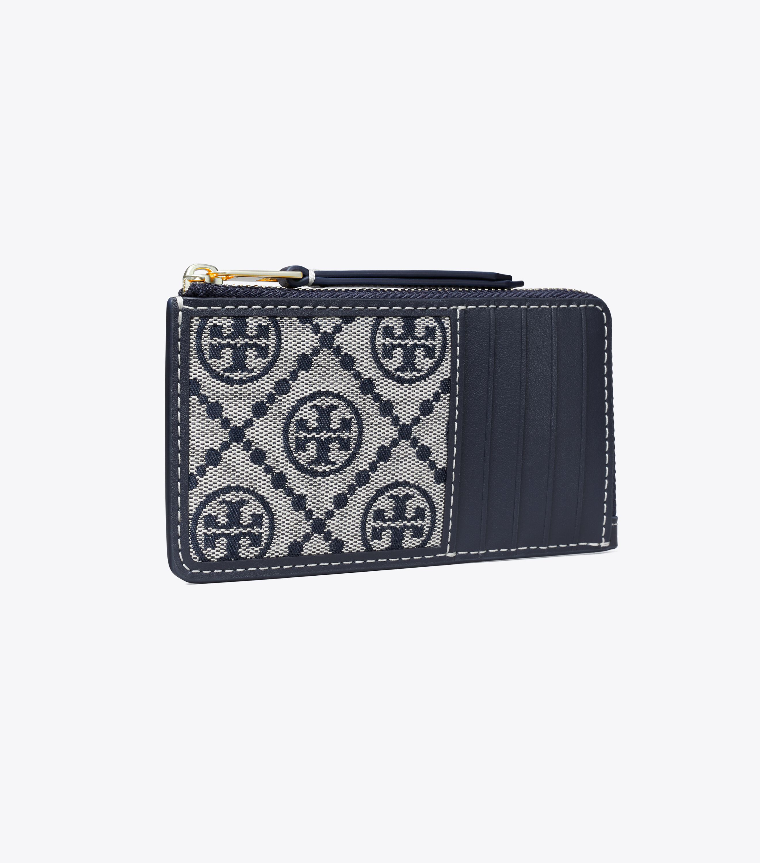 T Monogram Zip Card Case, Tory Navy | Tory Burch KSA