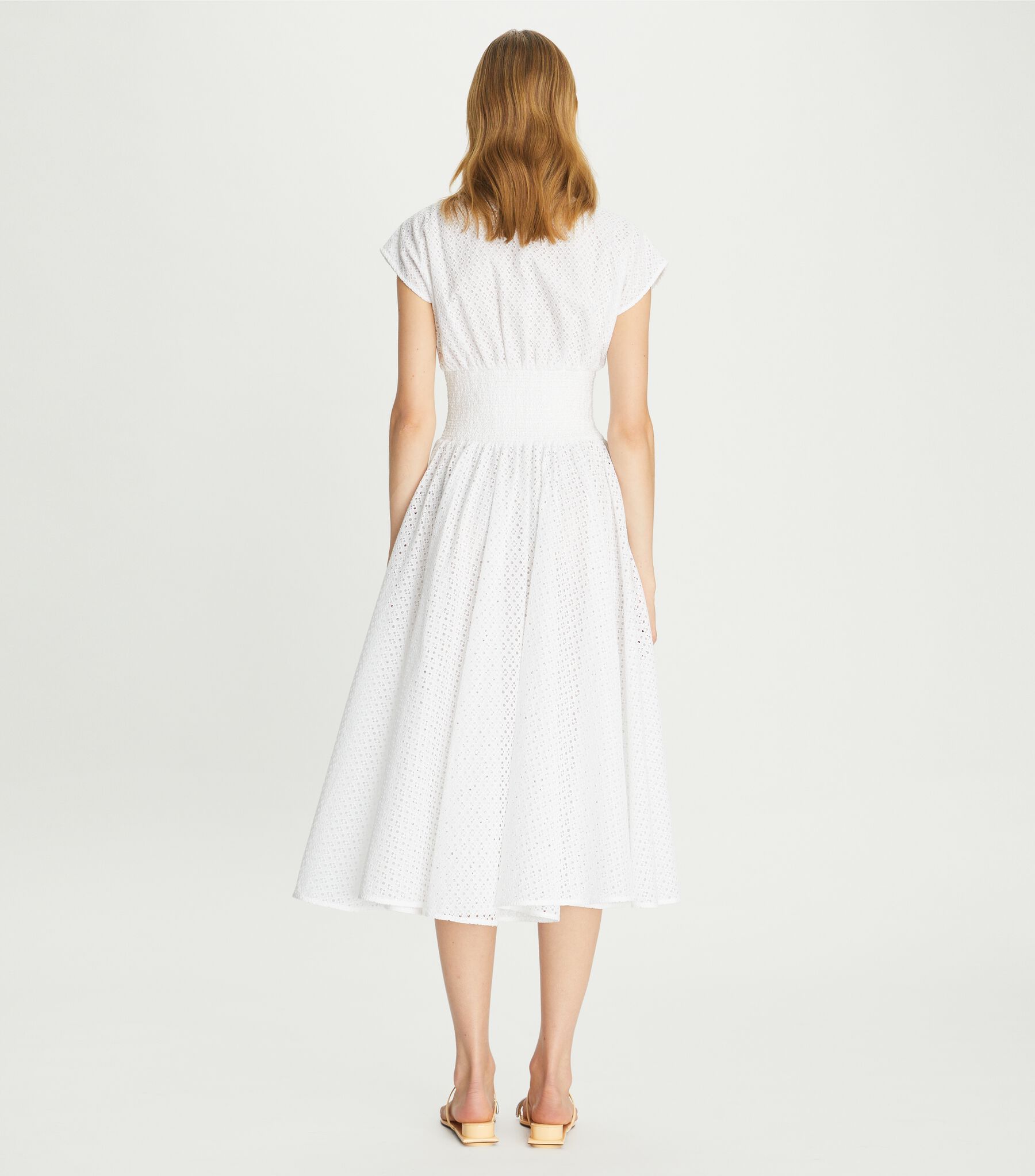 Cotton Eyelet Dress, White | Tory Burch KSA