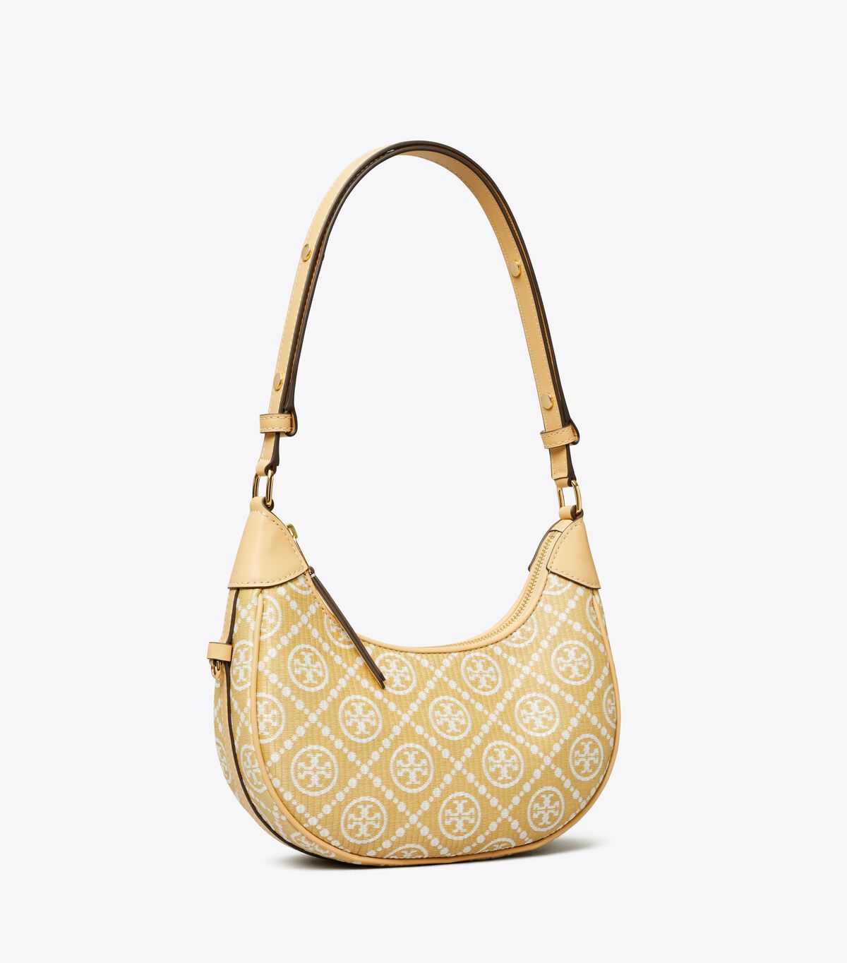 tory burch t monogram raffia crescent bag